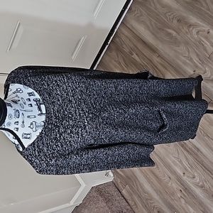 Lili's Closet Heathered Black Long Sleeve Shift Dress With Front Pockets Women's